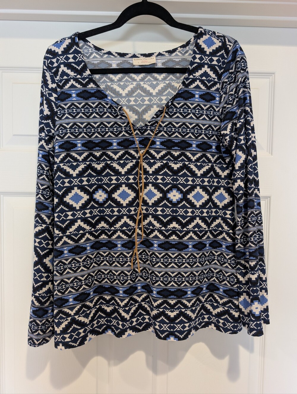 Southwestern Western Boho Aztec Geometric Tunic Top Women's Large